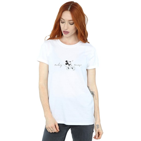 Disney Dam/Damer Mickey Mouse Whistle Bomull Boyfriend T-Sh White M