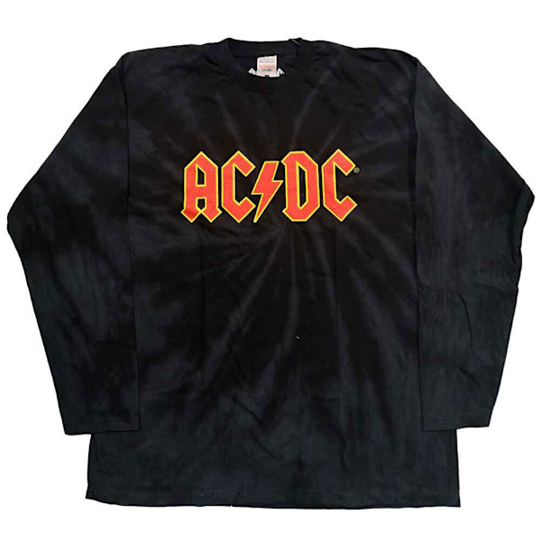 AC/DC Unisex Tie Dye Logo Långärmad T-shirt L Svart Black L