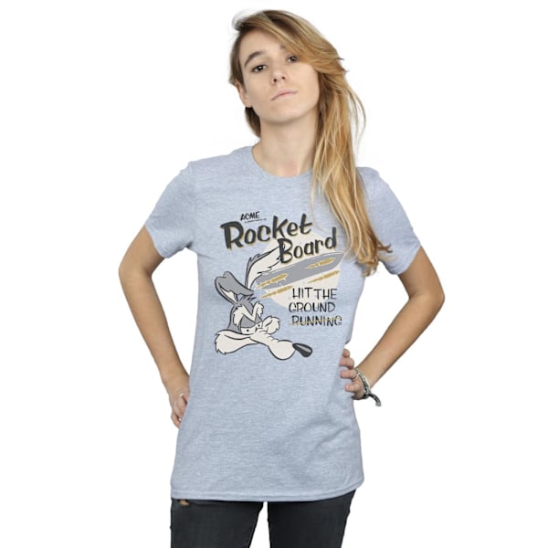 Looney Tunes Dam/Damer Rocket Board Wile E Coyote Bomull Boyfriend T-Shirt S Sports Grey Sports Grey S