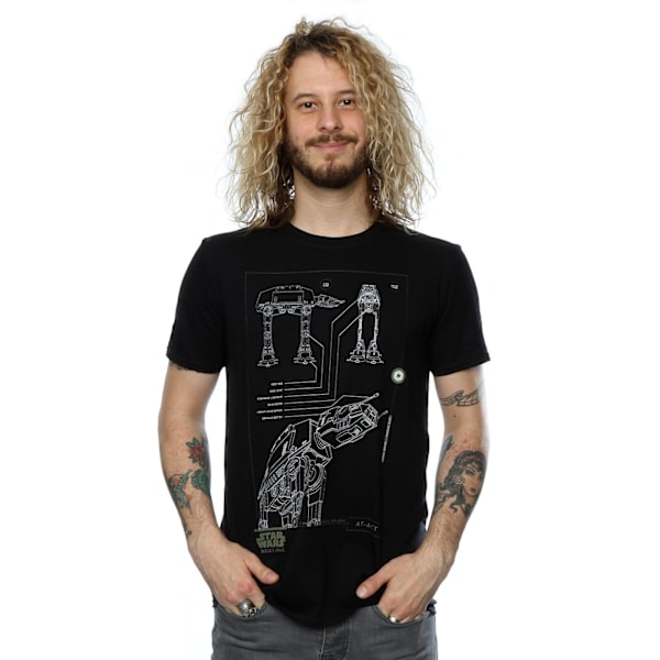 Star Wars Rogue One AT-ACT T-shirt för män, M, svart Black M