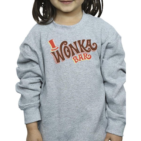Willy Wonka Girls Bar Logo Sweatshirt 5-6 år Sports Grey Sports Grey 5-6 Years