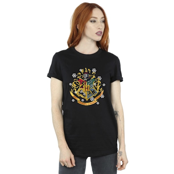 Harry Potter Dam/Damer Jul Crest Bomull Boyfriend T-Shirt L Svart Black L