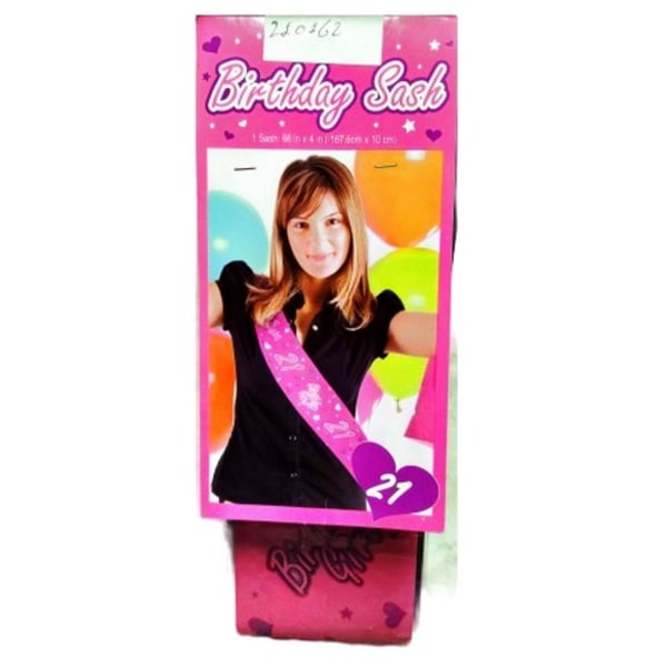21:a födelsedagssash, en storlek, rosa Pink One Size