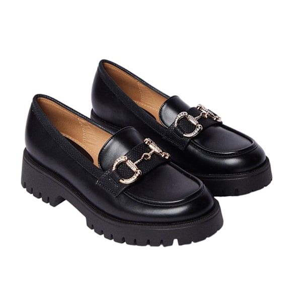 Faith Dam/Damer Nix Diamante Snaffle Loafers 6 UK Svart Black 6 UK