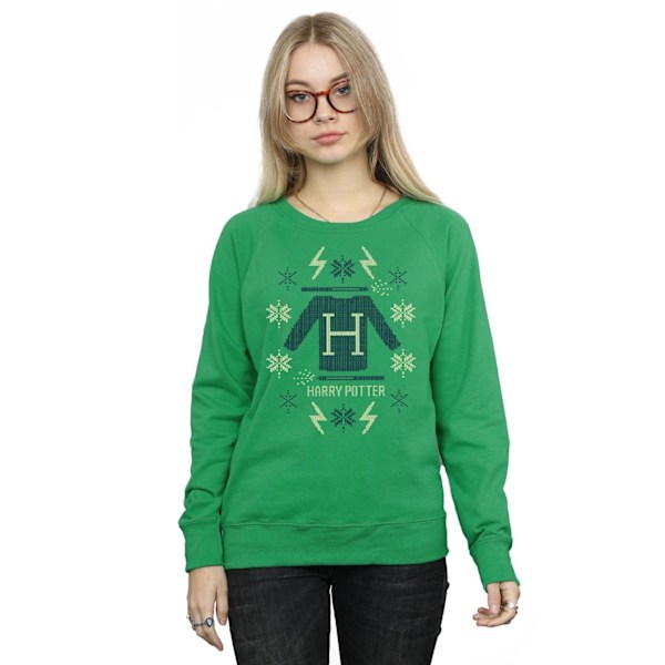 Harry Potter Dam/Damjul Jul Stickad Sweatshirt XL Irländsk Grön Irish Green XL