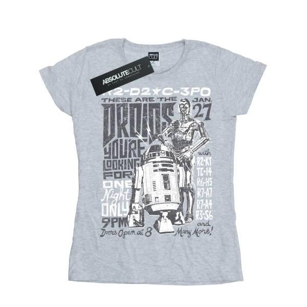 Star Wars Dam/Dam R2-D2 och C-3PO Rockaffisch Cotton T-Sh Heather Grey M
