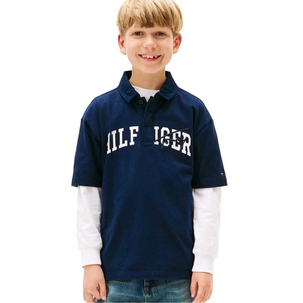 Tommy Hilfiger Barn/Kids Script Logo Pikétröja 10 år N Night Navy 10 Years