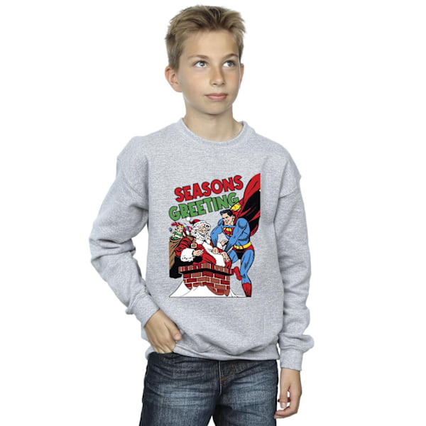 DC Comics Boys Superman Santa Comic Sweatshirt 5-6 år Sport Sports Grey 5-6 Years