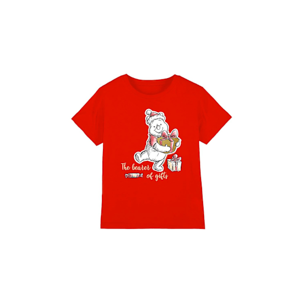 Nalle Puh Barn/Kids Jultomtens Bärare T-shirt Red 7-8 Years