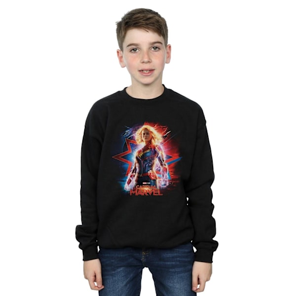 Marvel Boys Captain Marvel Poster Sweatshirt 5-6 år Svart Black 5-6 Years