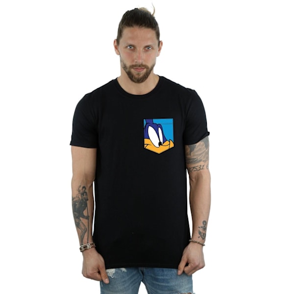 Looney Tunes Herr Road Runner Ansikte Faux Pocket T-Shirt XXL Svart Black XXL
