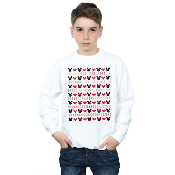 Disney Boys Mickey And Minnie Christmas Hearts Sweatshirt 9-11 White 9-11 Years