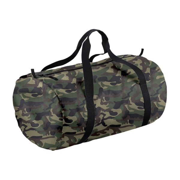 BagBase Packaway Barrel Bag / Duffle Water Resistant Travel Bag Jungle Camo/Black One Size