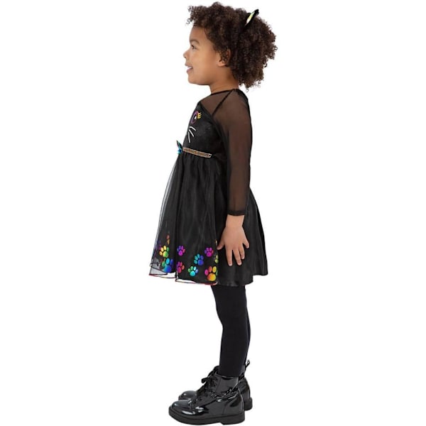 Smiffys Flickor Regnbåge Katt Polyester Kostymset 4-6 År Svart Black/Rainbow 4-6 Years