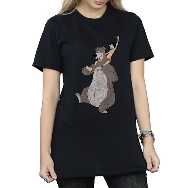Djungelboken Dam/Dam Classic Mowgli Och Baloo Bomull Boyfriend T-Shirt Black L