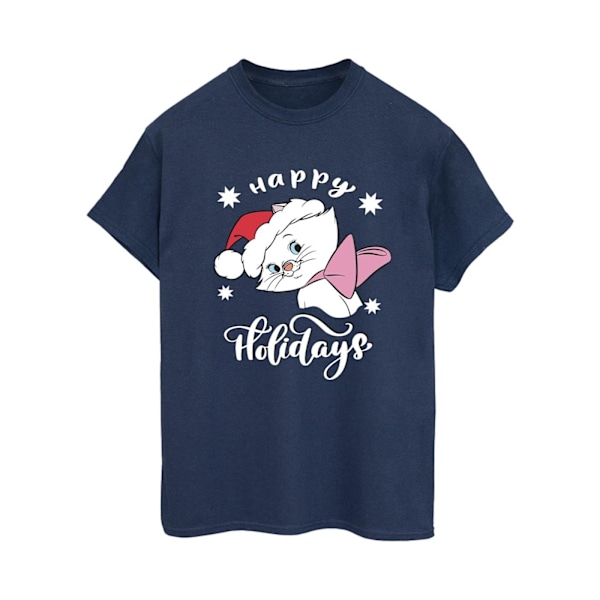 Disney Dam/Damer The Aristocats Happy Holidays Bomull Boyfriend T-Shirt Navy Blue L