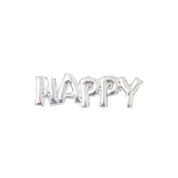 Realmax Happy Letter Folieballong En Storlek Silver Silver One Size