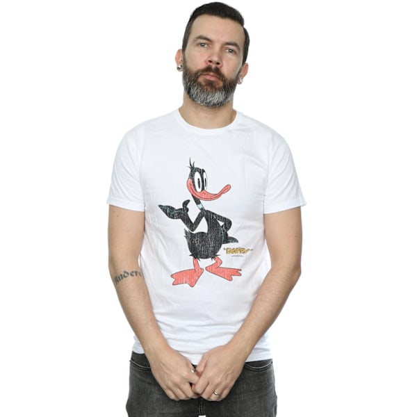 Looney Tunes Herr Daffy Duck Distressed T-shirt S Vit White S