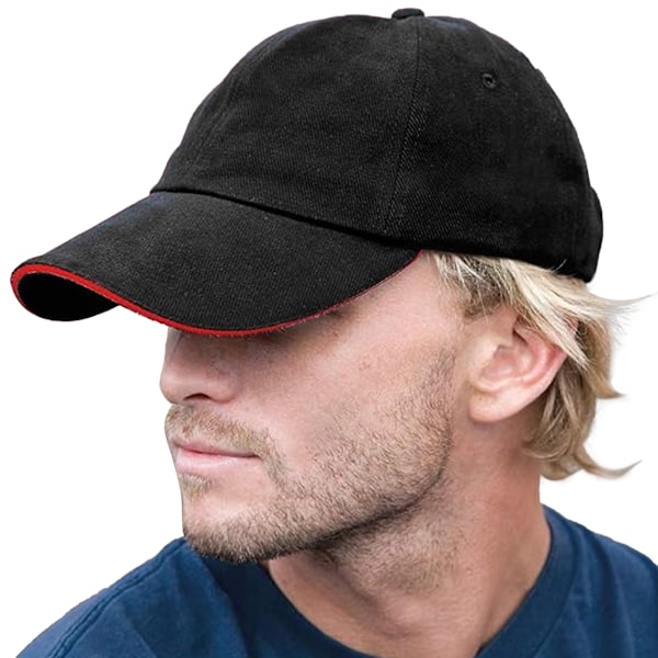 Result Memphis Sandwich Peak Cap för män, One Size, Svart/Röd Black/Red One Size