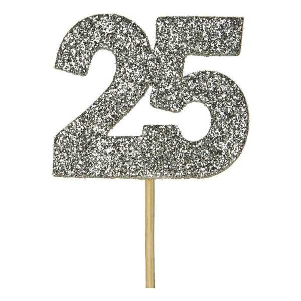 Anniversary House Glitter 25th Anniversary Cake Topper (Förpackning med Silver One Size