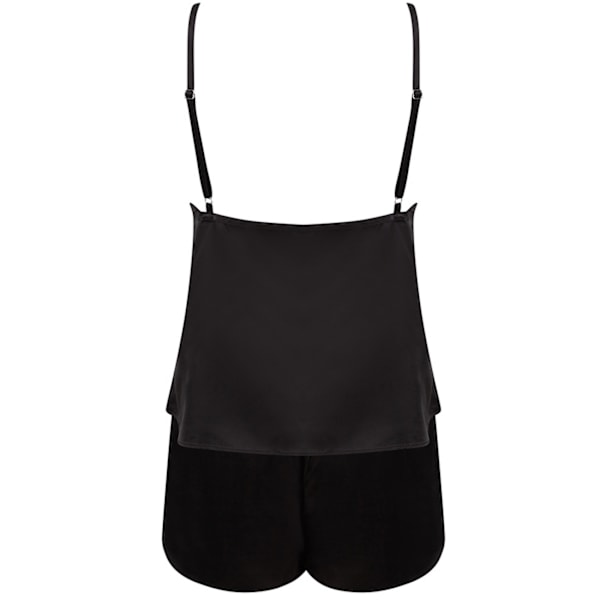 Towel City Dam/Kvinnors Satin Cami Korta PJs M/L Svart Black M/L