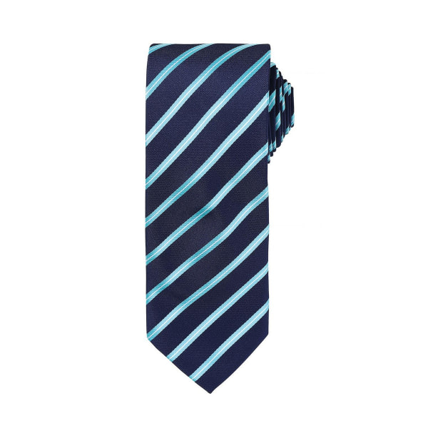 Premier Mens Stripe Tie One Size Marinblå/Turkos Navy/Turquoise One Size