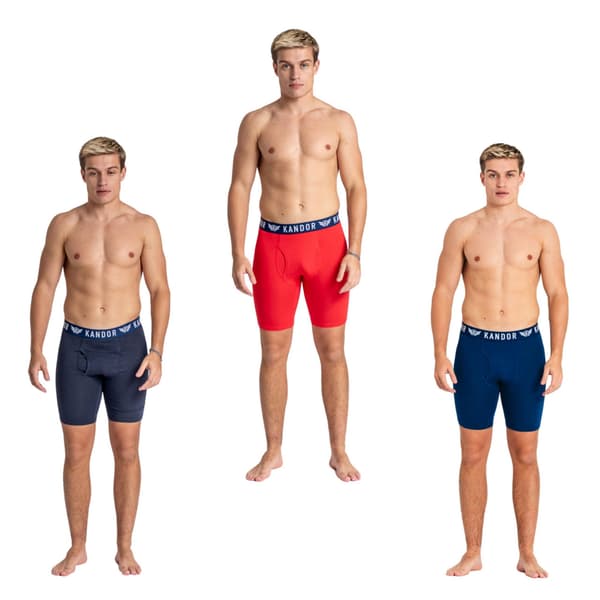 Kandor Bambuso Boxerkalsonger för män (3-pack) S Blå/Röd Blue/Red S