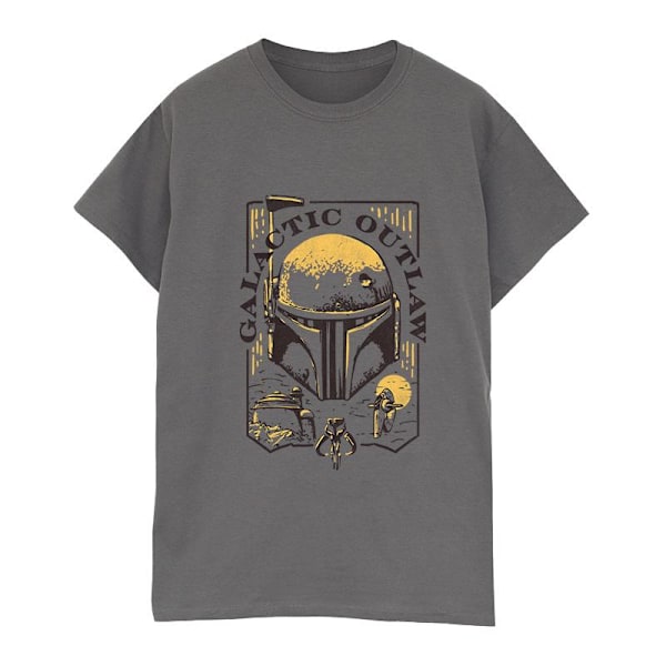 Star Wars: The Book Of Boba Fett Mens Galactic Outlaw Distress Charcoal XL