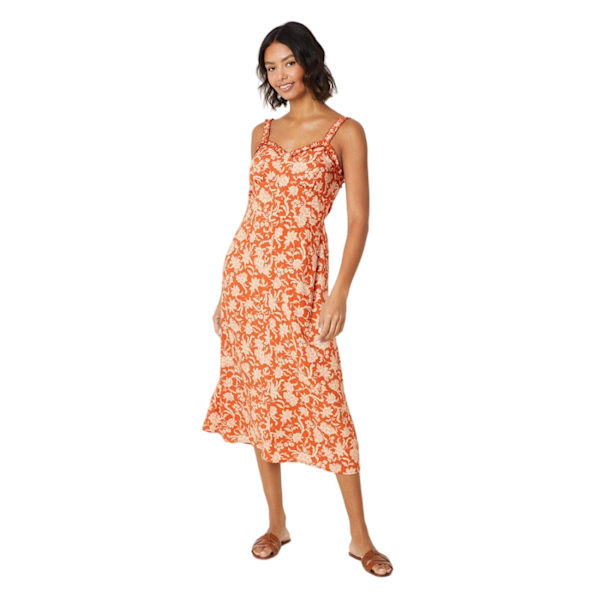 Dorothy Perkins Dam/Kvinnor Blommig Knäppning Midi Klänning Rust 10 UK