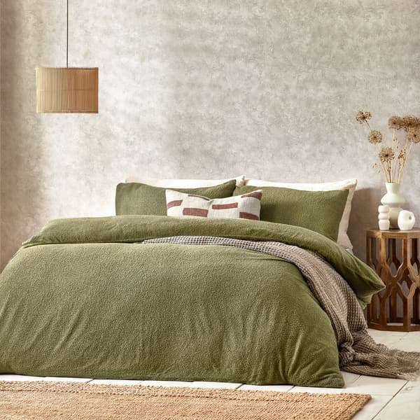 Yard Bouclé Textured Duvet Cover Set King Olive Olive King