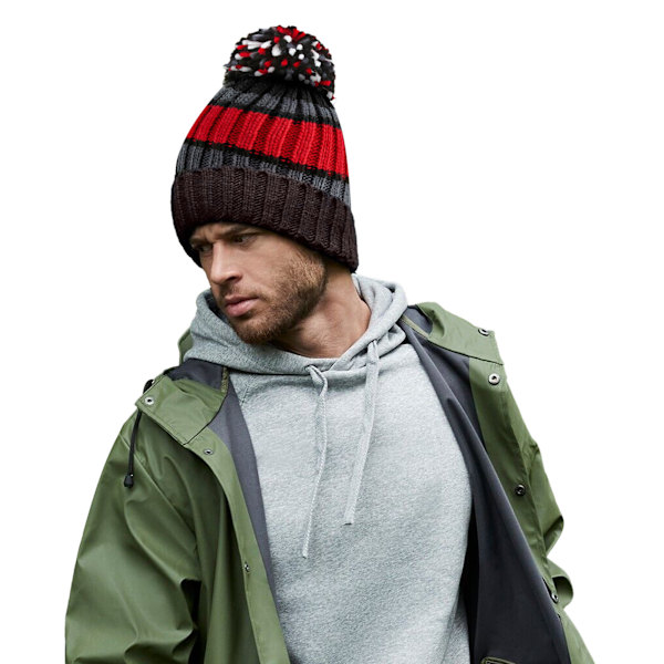 Beechfield Unisex Vuxen Hygge Randig Mössa One Size Svart/Körsbär/Kol Black/Cherry/Charcoal One Size