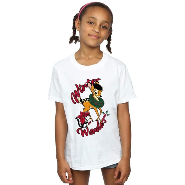 Bambi Flickor Vinterunderverk Bomulls T-shirt 7-8 År Vit White 7-8 Years