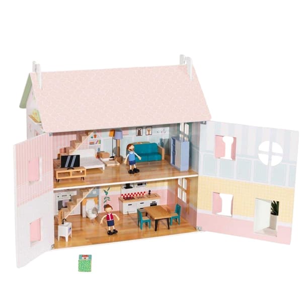 Tooky Toy Barn/Barn Trädockhus En Storlek Rosa/Blå Pink/Blue One Size