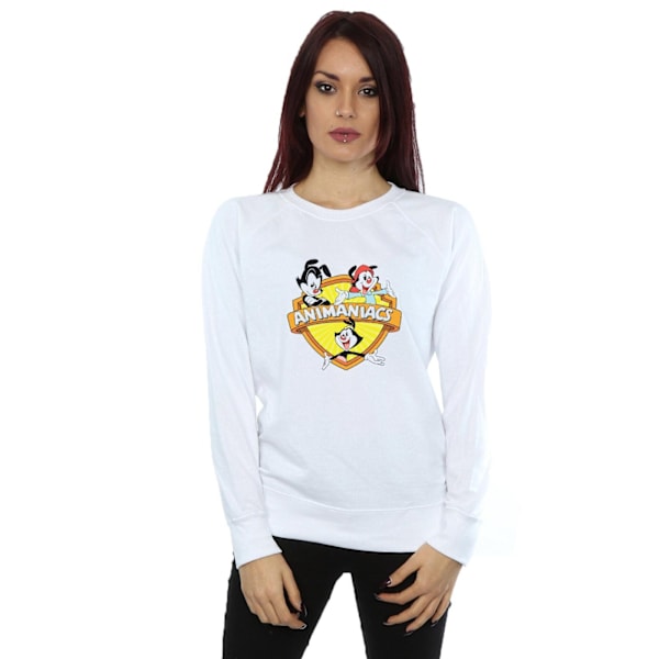 Animaniacs Dam/Damer Logotyp Crest Sweatshirt L Vit White L