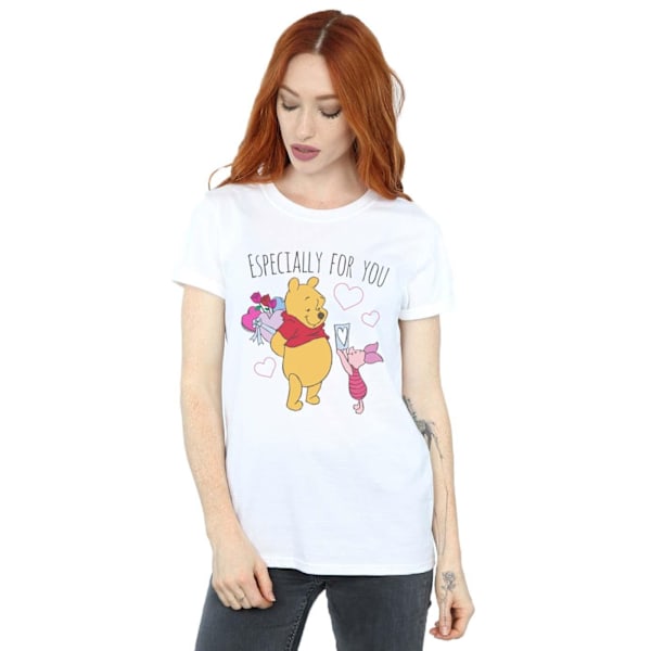 Disney Dam/Kvinnor Nalle Puh Nasse Valentine Present Bomull Boyfriend T-shirt L Vit White L