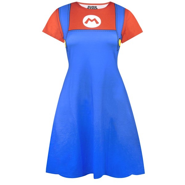 Super Mario Dam/Damklänning Kostym M Blå/Röd Blue/Red M