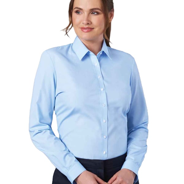 Brook Taverner Dam/Dam Selene Poplin Långärmad Formell Skjorta Sky Blue 8 UK