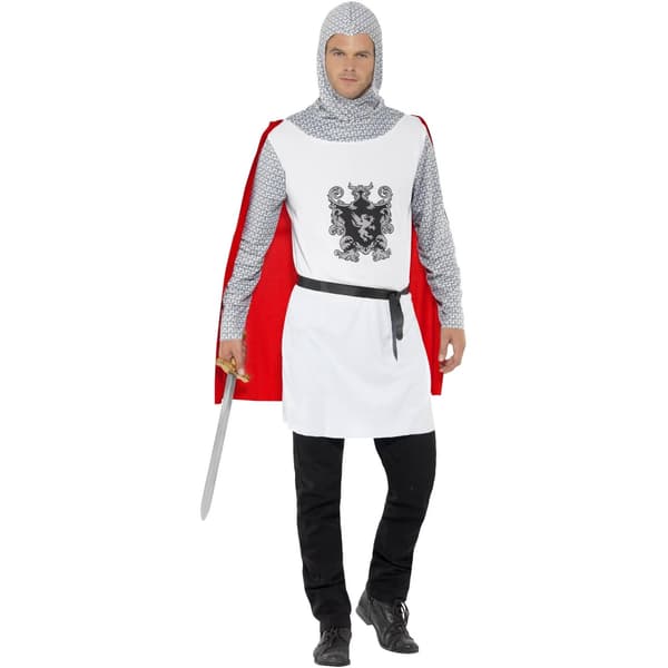 Smiffys Herr Economy Riddarkostym Set M Vit/Röd/Silver White/Red/Silver M