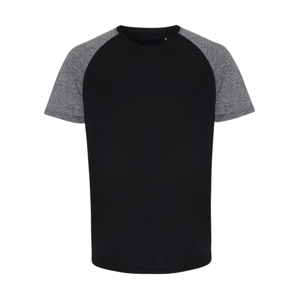 TriDri Herr Contrast Sleeve Performance T-shirt S Svart/Svart M Black/Black Melange S