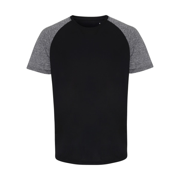 TriDri Mens Contrast Sleeve Performance T-shirt 3XL Svart/Svart Black/Black Melange 3XL