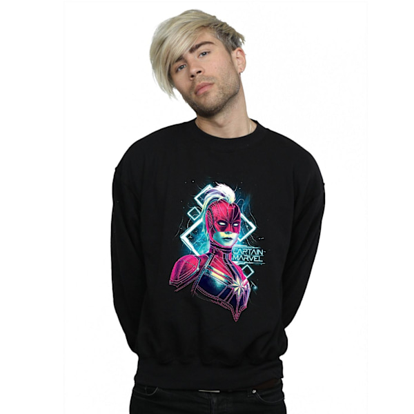 Marvel Mens Captain Marvel Neon Warrior Sweatshirt XL Svart Black XL