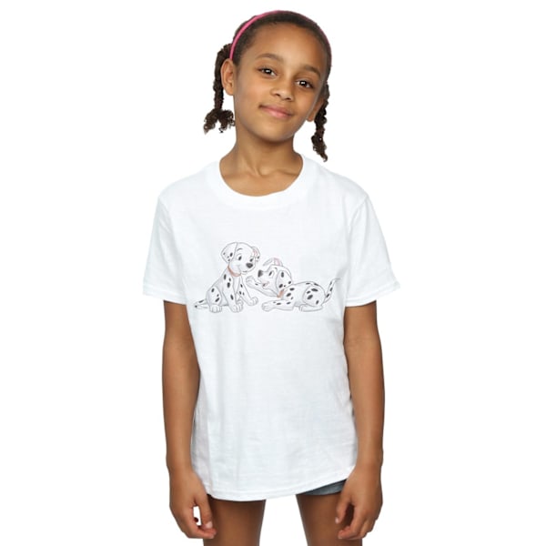 Disney Girls 101 Dalmatians Watercolour Friends Bomull T-shirt White 9-11 Years