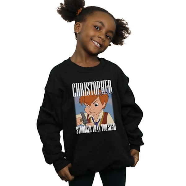 Disney Girls Winnie The Pooh Christopher Robin Montage Sweatshirt Black 7-8 Years