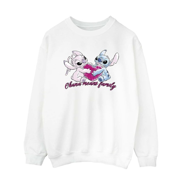 Disney Dam/Damer Lilo Och Stitch Ohana Hjärta Med Ängel Tröja White XL