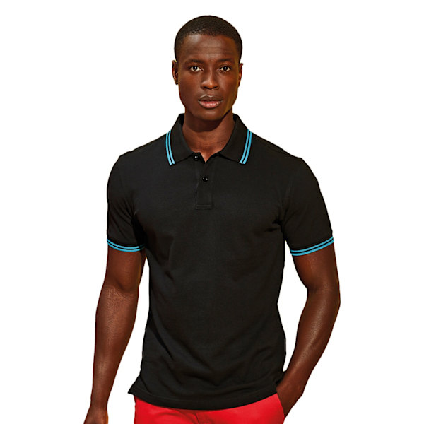 Asquith & Fox Klassisk passform Tipped Poloskjorta M Svart/Turkos Black/ Turquoise M