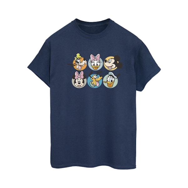 Disney Dam/Damer Mickey Mouse Och Vänner Ansikten Bomull Pojkvän Navy Blue S