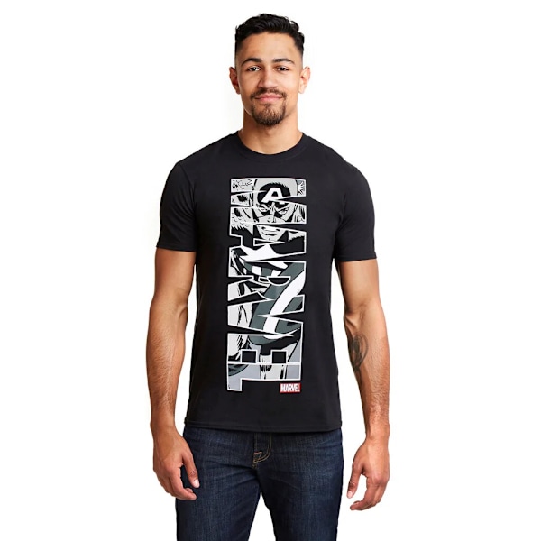 Captain America Herr Vertical T-Shirt M Svart/Grå Black/Grey M