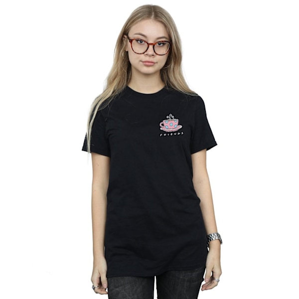 Friends Dam/Damer Kaffe Kopp Bröst Tryck Bomull Pojkvän Black XXL