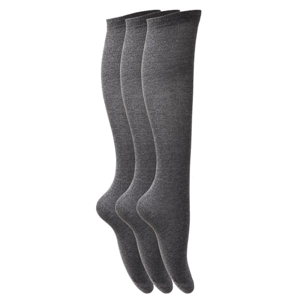 Barnflickor Enkla Knähöga Skolstrumpor (3-pack) UK Sko Grey UK Shoe 4-6 (Age: 13+ years)