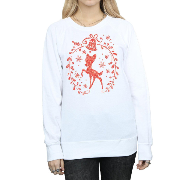 Disney Dam/Dam Bambi Christmas Wreath Sweatshirt L Vit White L